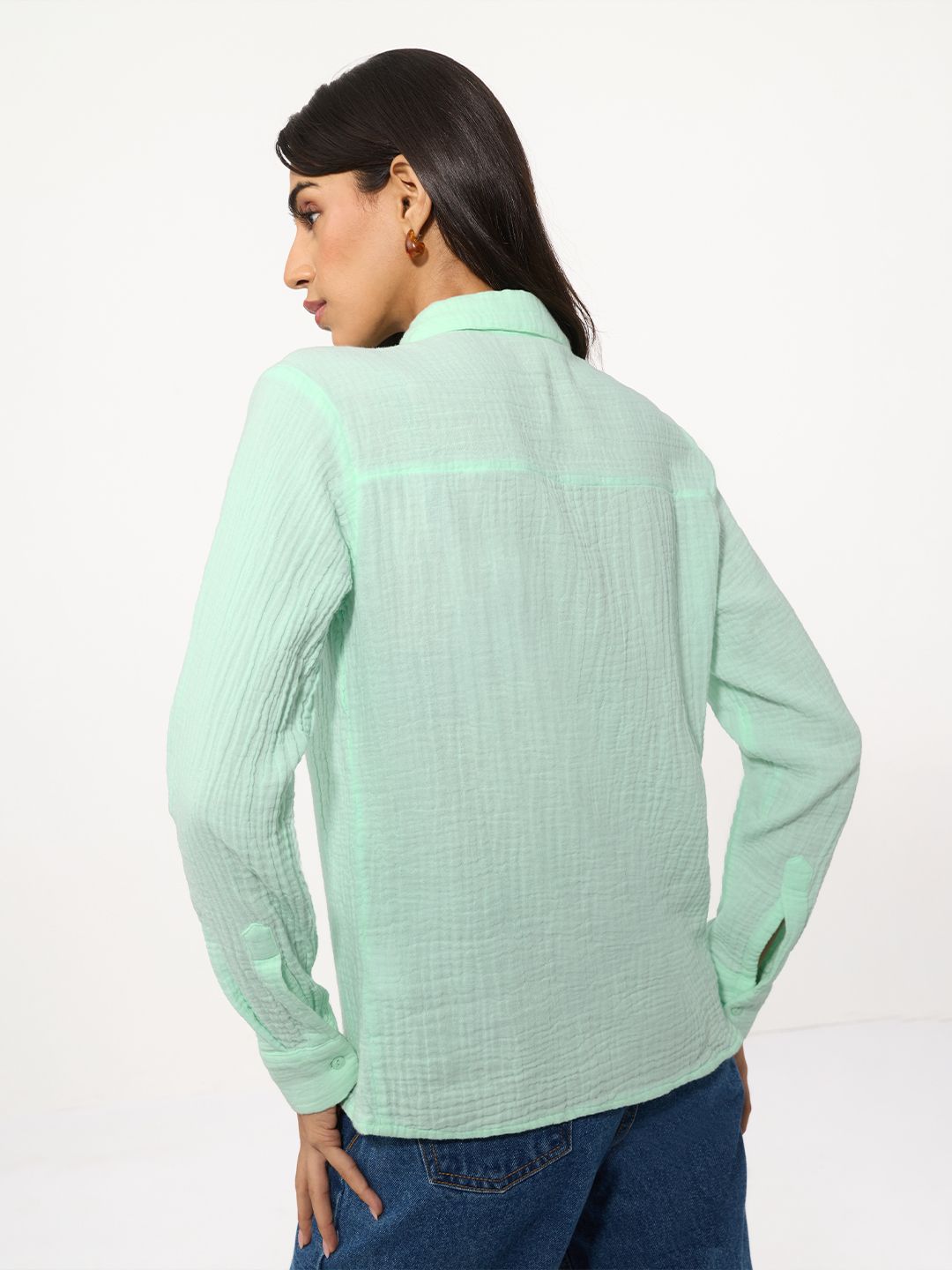 Textured Shirt: Applemint Women Relaxed Shirts