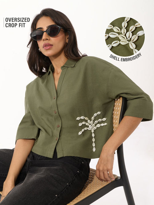 Cotton Linen Shirt: Shelly Women Oversized Shirts