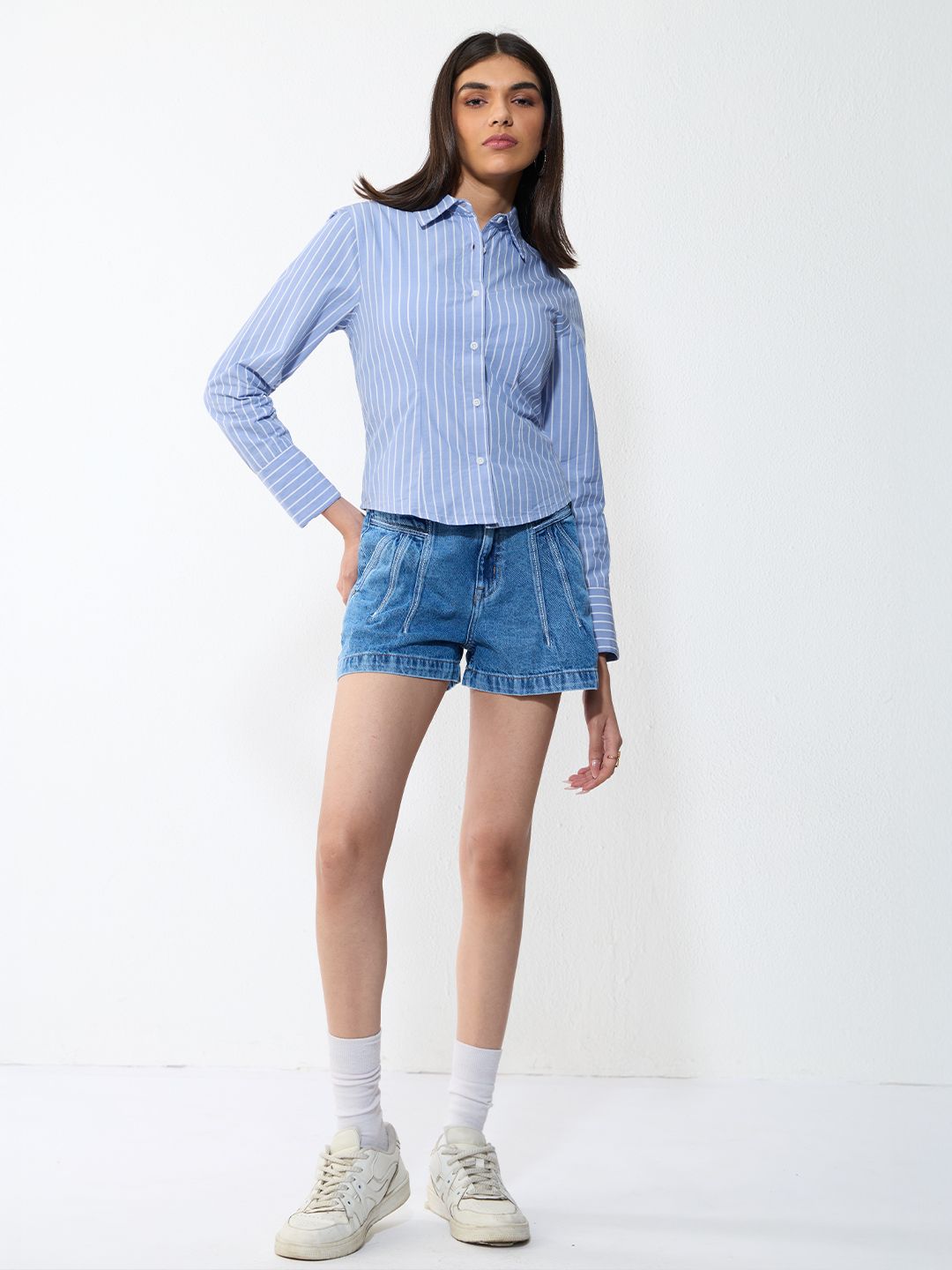 Tailored Stripe Shirt: Ivy League Women Fitted Shirts