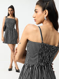 Corset Stripe Dress: Noir Women Fashion Dresses