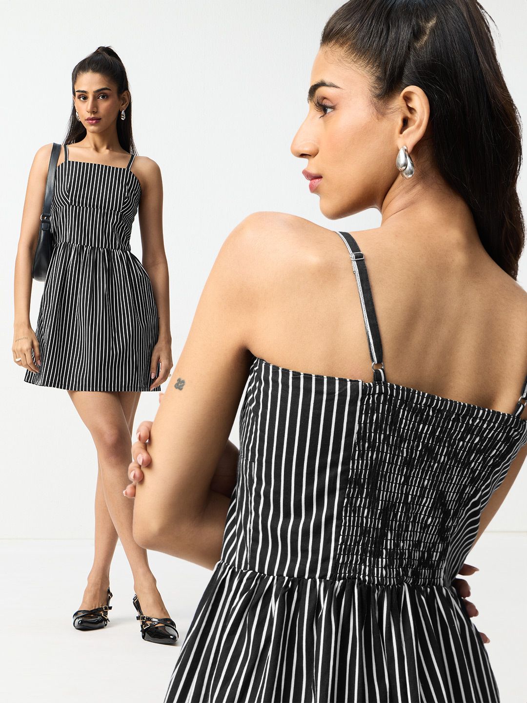 Corset Stripe Dress: Noir Women Fashion Dresses