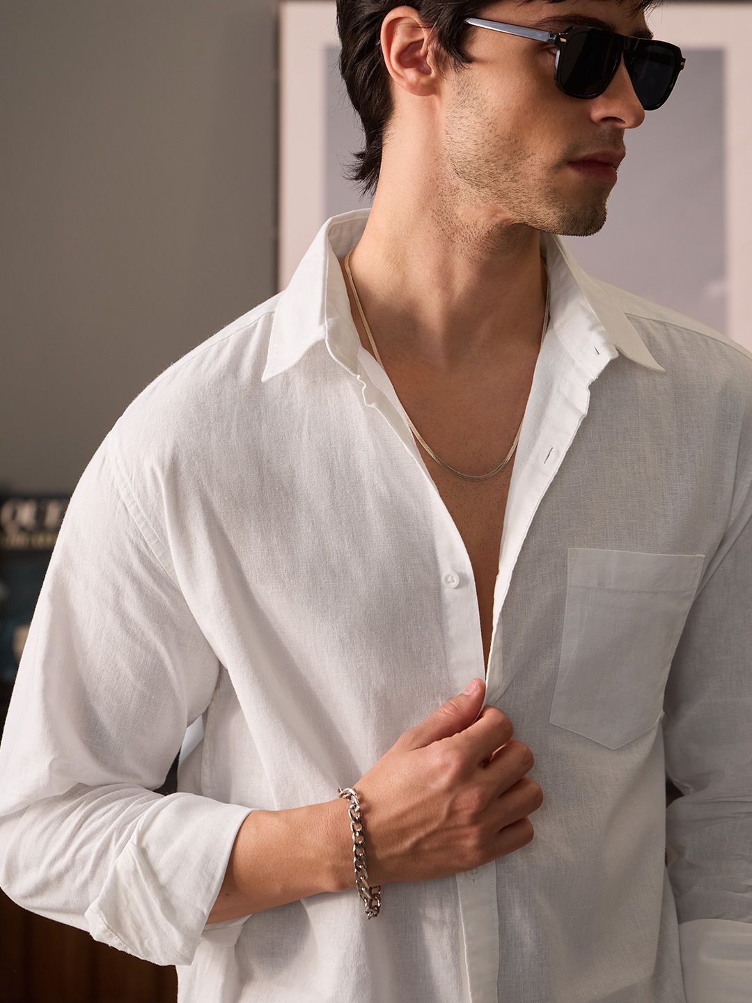 Cotton Linen: Pearl White Cotton Linen Shirts