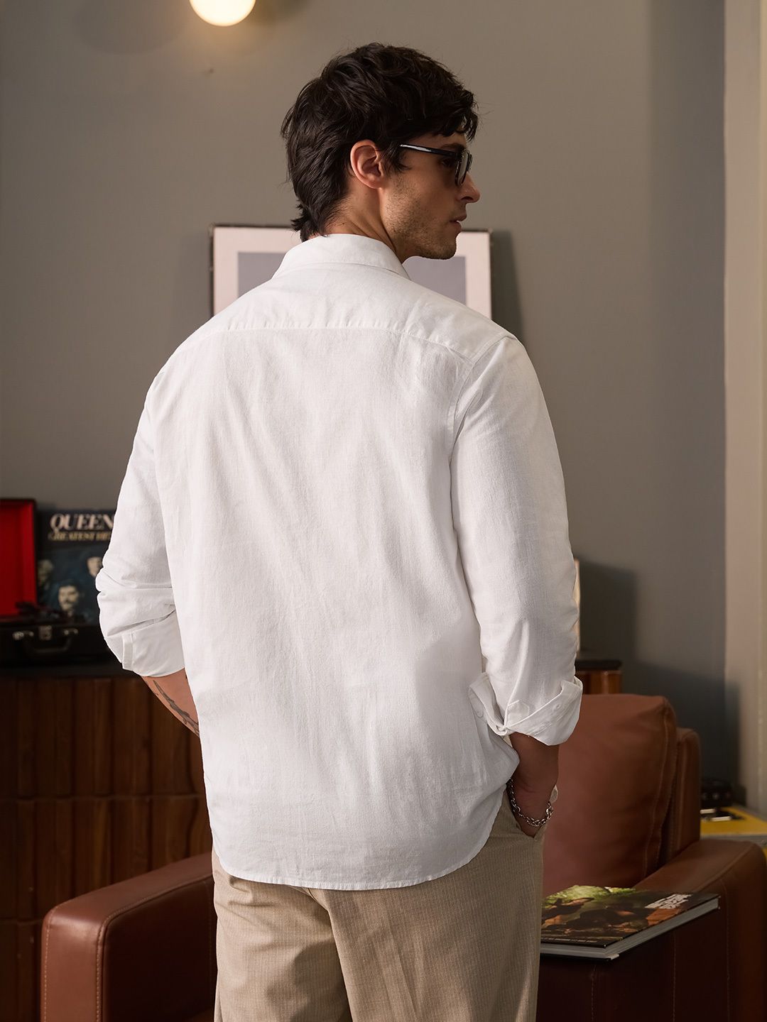Cotton Linen: Pearl White Cotton Linen Shirts