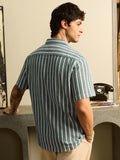 TSS Originals: Stripes Green Men Textured Shirts