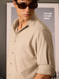 Textured Shirt: Mudbrown Men Textured Shirts