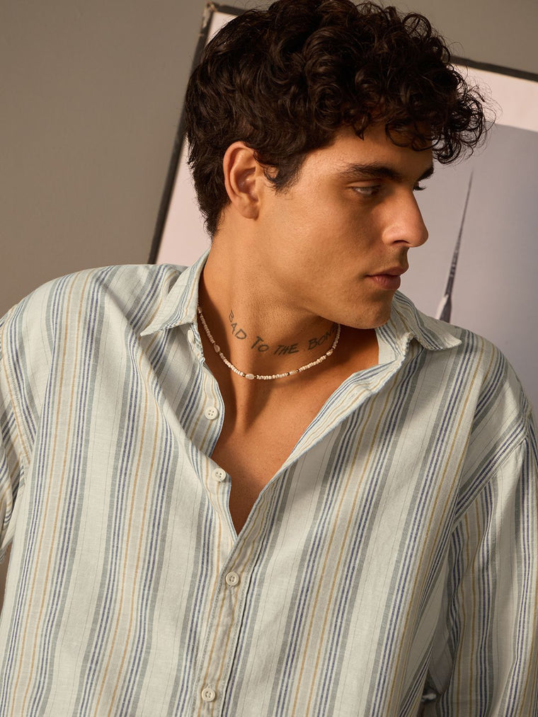 Cotton Linen Stripes: Sundown Cotton Linen Shirts