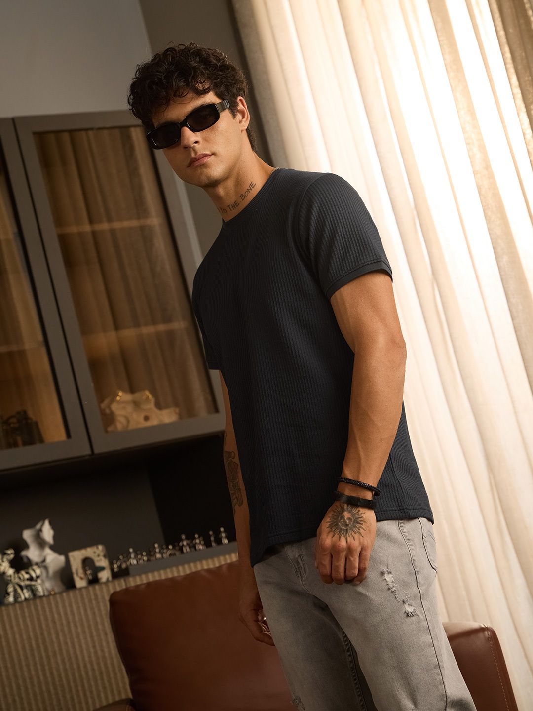Korean T-Shirt: Charcoal T-Shirts