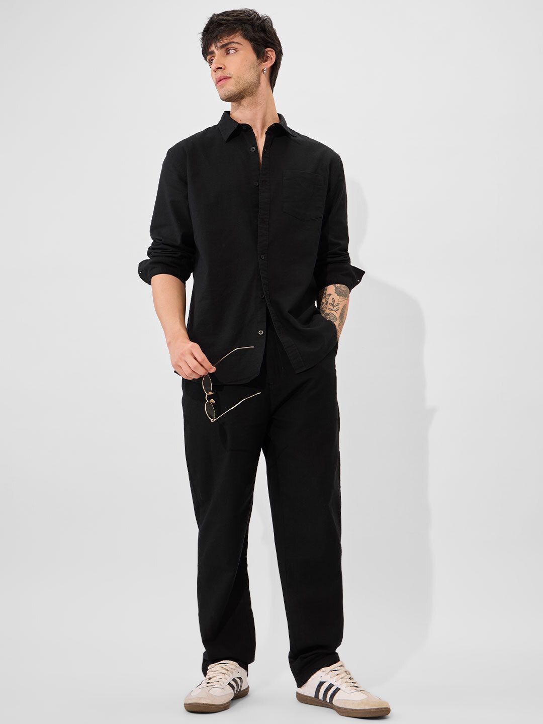 Solids: Midnight Black Cotton Linen Pants