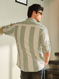 Popcorn Stripes: Sage Men Textured Shirts