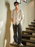 Popcorn Stripes: Sage Men Textured Shirts
