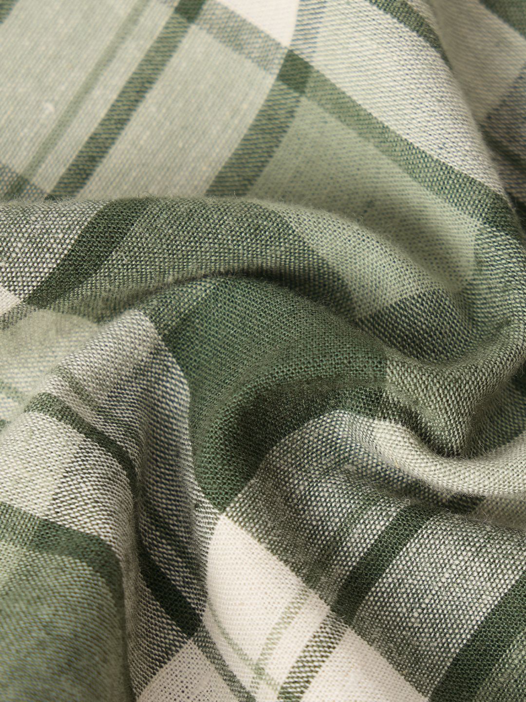 Cotton Linen Checks: Matcha Cotton Linen Shirts