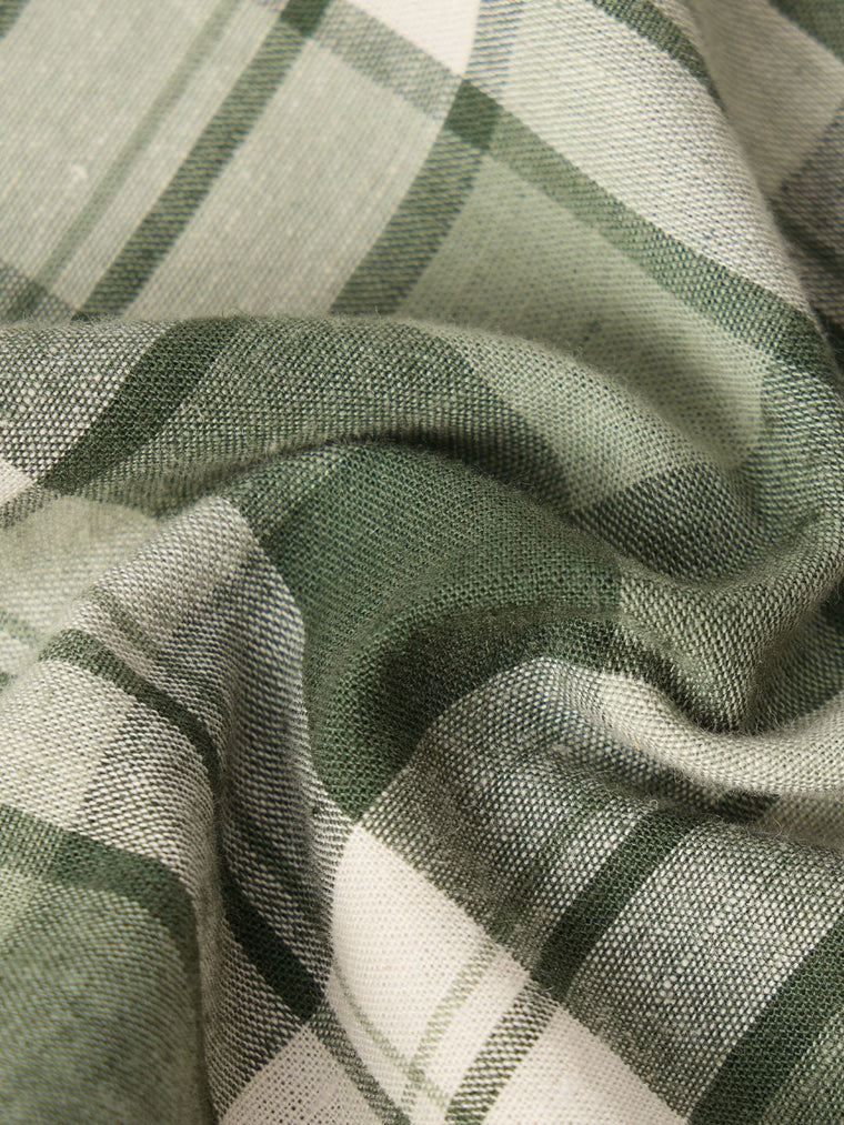 Cotton Linen Checks: Matcha Cotton Linen Shirts