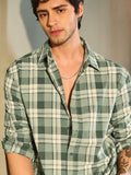 Cotton Linen Checks: Matcha Cotton Linen Shirts