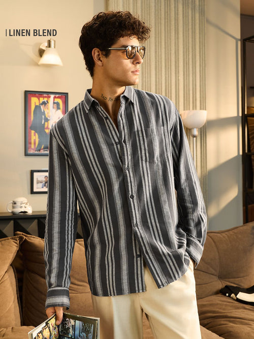 Cotton Linen Stripes: Horizon Cotton Linen Shirts
