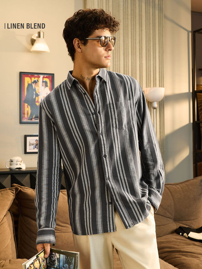 Cotton Linen Stripes: Horizon Cotton Linen Shirts