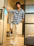 Cotton Linen Checks: Blue Sails Cotton Linen Shirts
