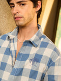 Cotton Linen Checks: Blue Sails Cotton Linen Shirts