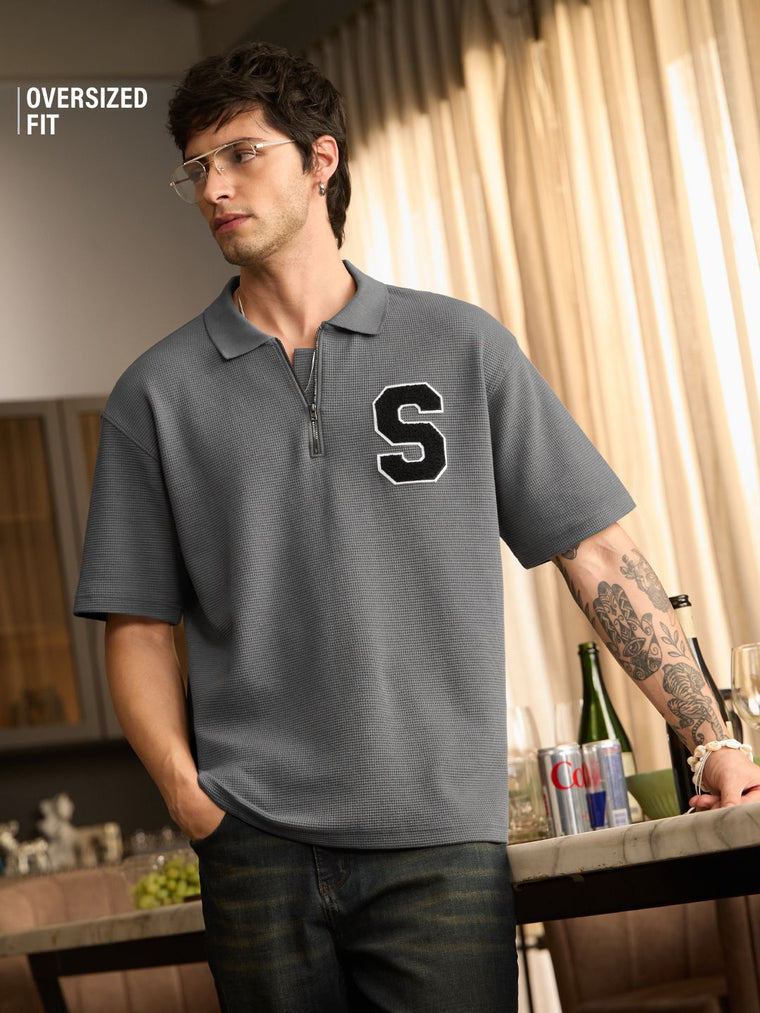 Textured Polo: Storm Oversized Polos