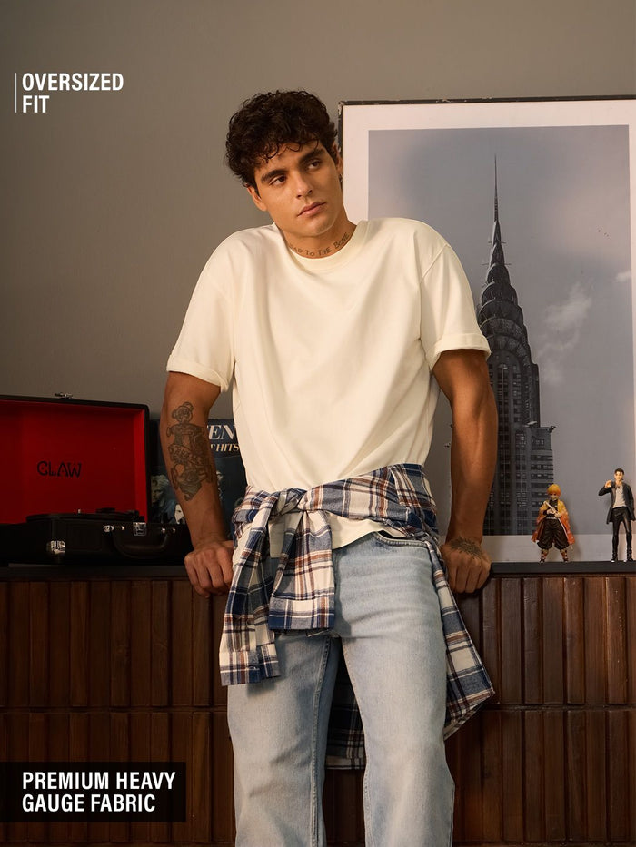 Solids: Off White Oversized T-Shirts