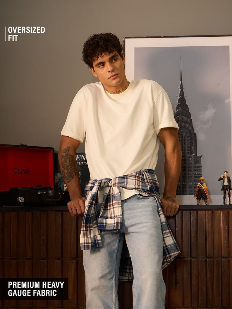 Solids: Off White Oversized T-Shirts