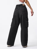 Wide-Leg Denim: Carbon Black Women Wide Denims