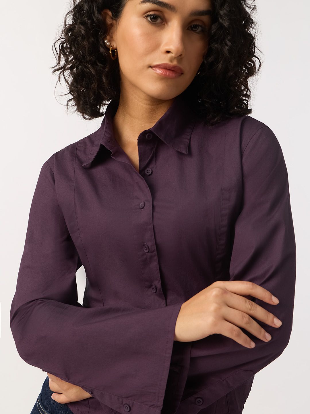 Tailored Solids: Amethyst Women Fitted Shirts