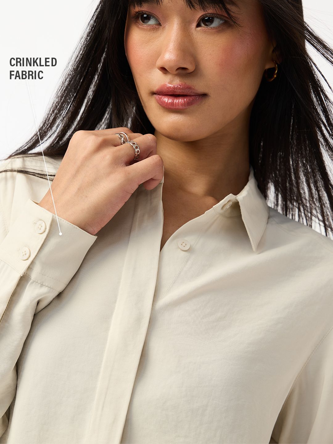 Classic Solids: CrÃ¨me Women Regular Shirts