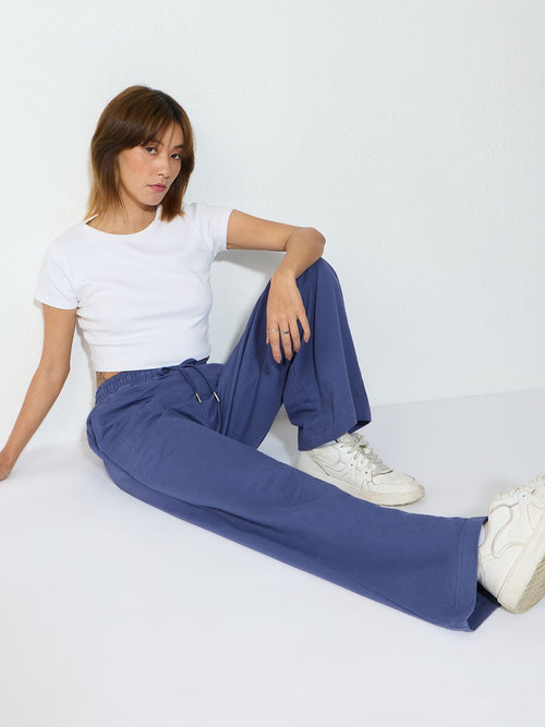 Core Solid Joggers: Steel Mist Women Wide Joggers