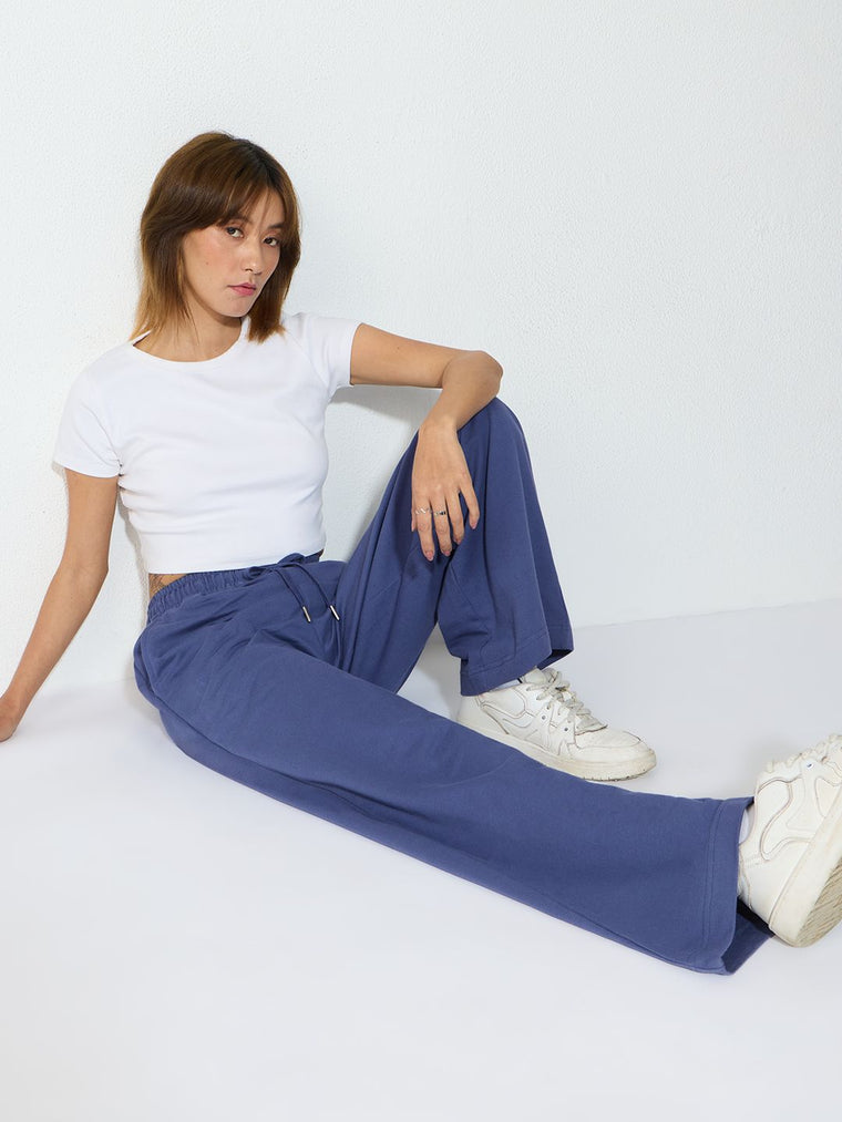 Core Solid Joggers: Steel Mist Women Wide Joggers