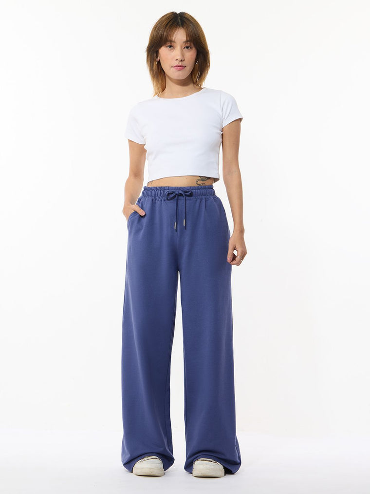 Core Solid Joggers: Steel Mist Women Wide Joggers