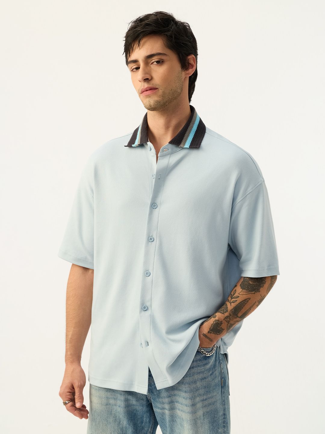 Crochet Casuals: Azure Oversized Shirts
