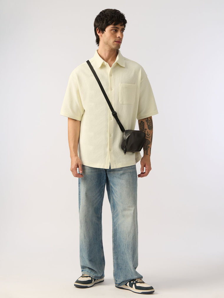Textured Shirt: Ecru Men Textured Shirts