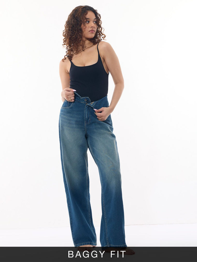 Baggy-Fit Denim: Blue Storm Women Baggy Denims