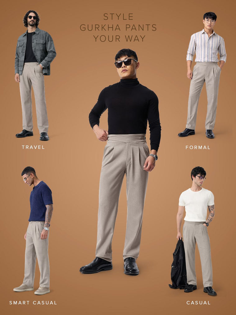 Gurkha Pants: Light Chestnut Brown Men Super Flex Pants