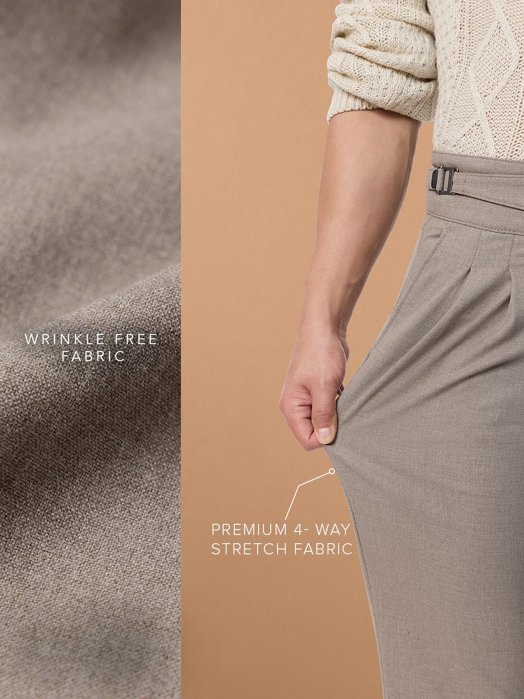 Gurkha Pants: Light Chestnut Brown Men Super Flex Pants