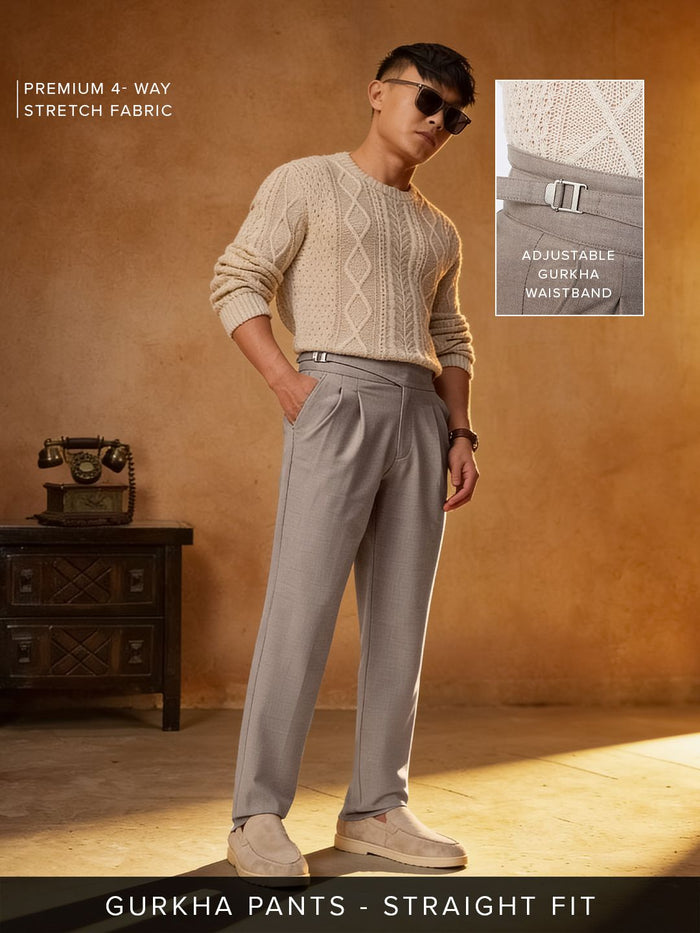 Gurkha Pants: Light Chestnut Brown Men Super Flex Pants
