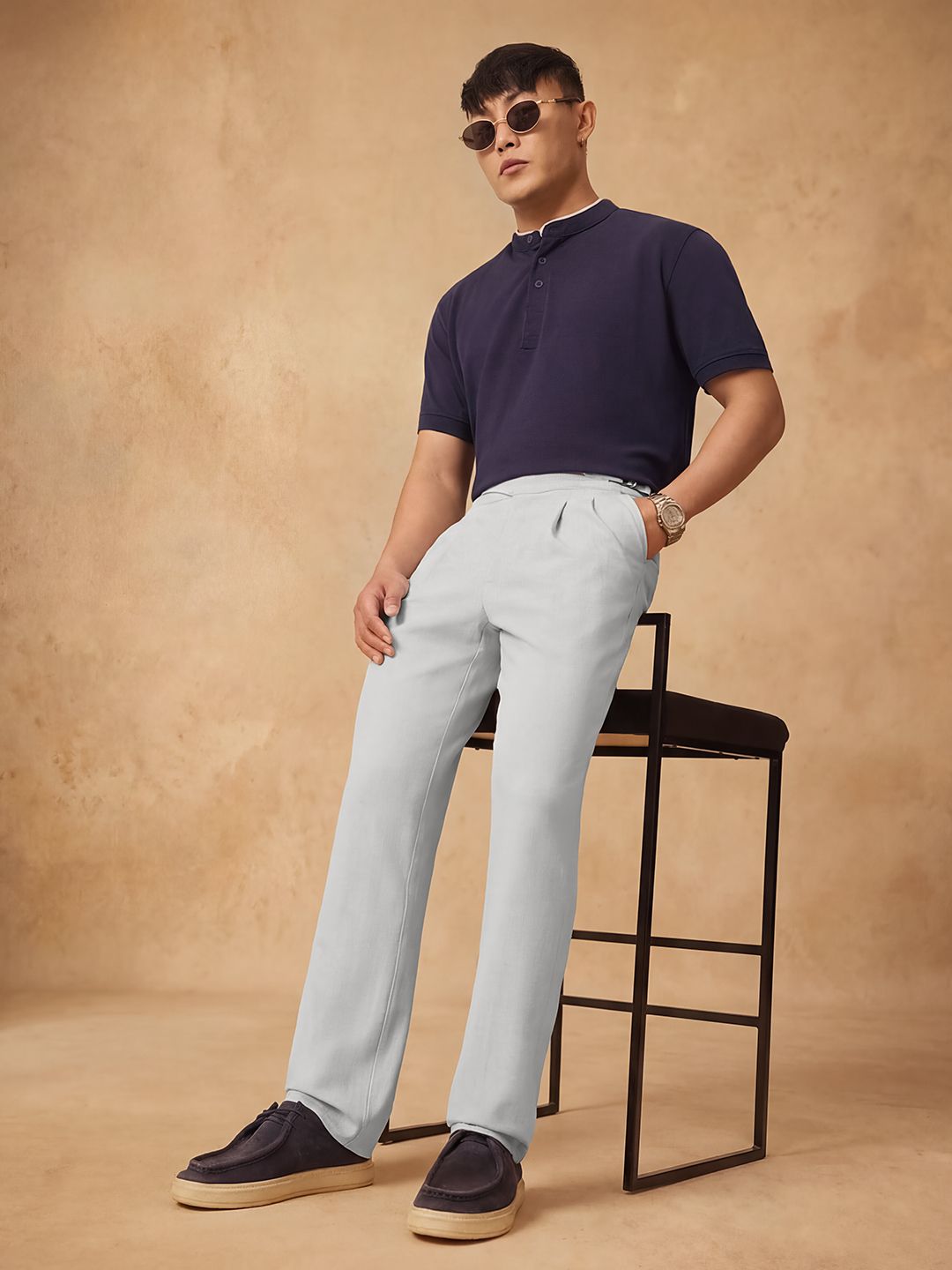 Gurkha Pants: Steel Grey Men Super Flex Pants