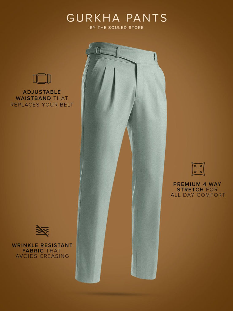 Gurkha Pants: Light Basil Green Men Super Flex Pants