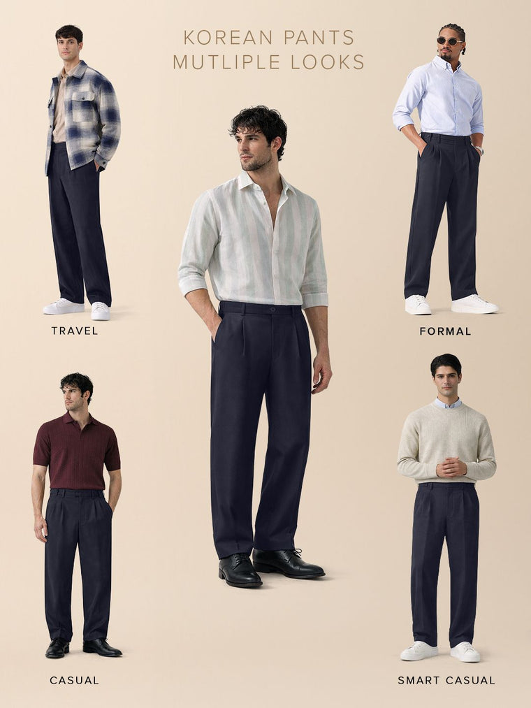 Korean Pants: Navy Men Korean Pants