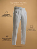 Gurkha Pants: Cloud White Stripes Men Super Flex Pants
