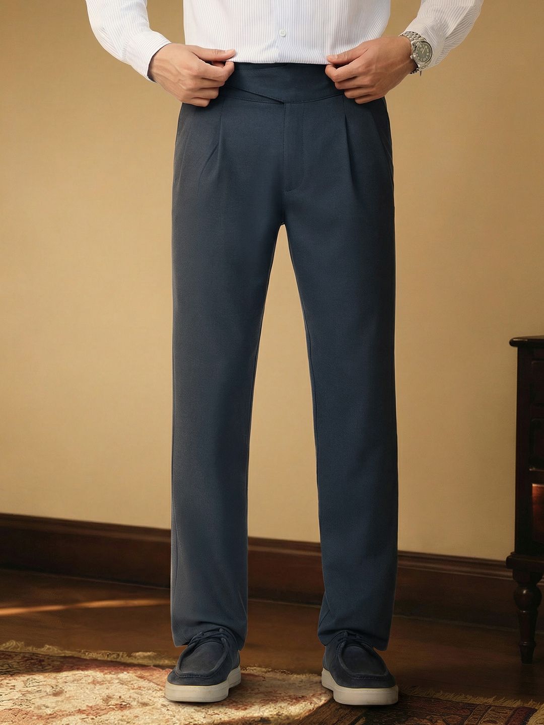 Gurkha Pants: Deep Blue Men Super Flex Pants