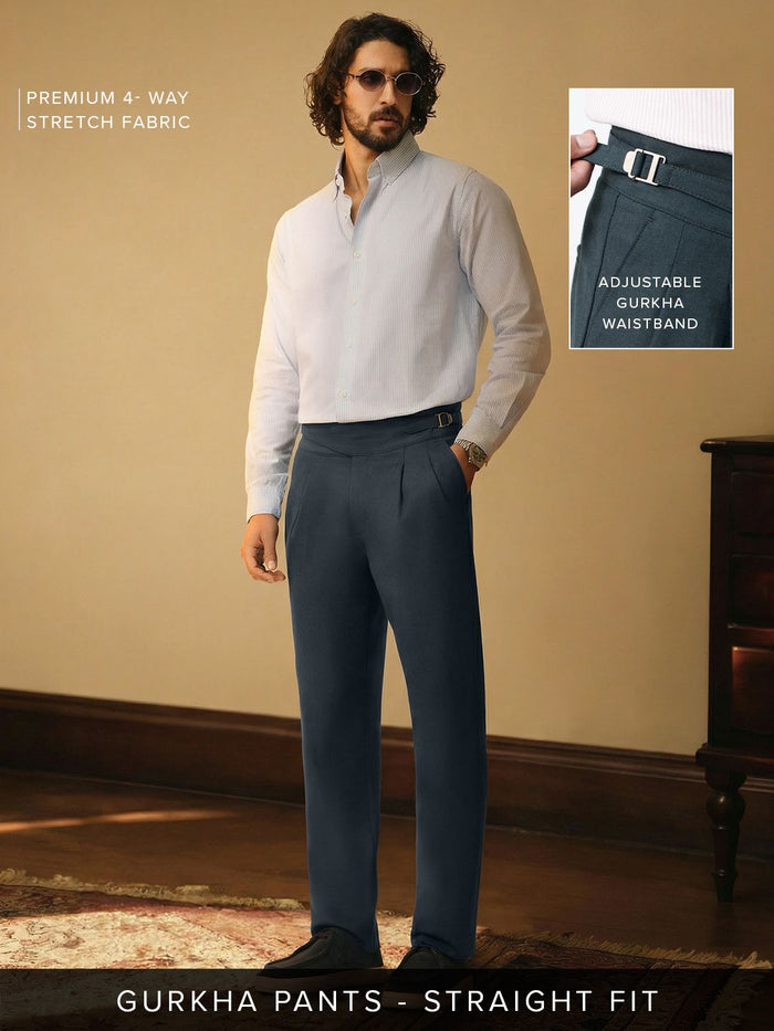 Gurkha Pants: Deep Blue Men Super Flex Pants