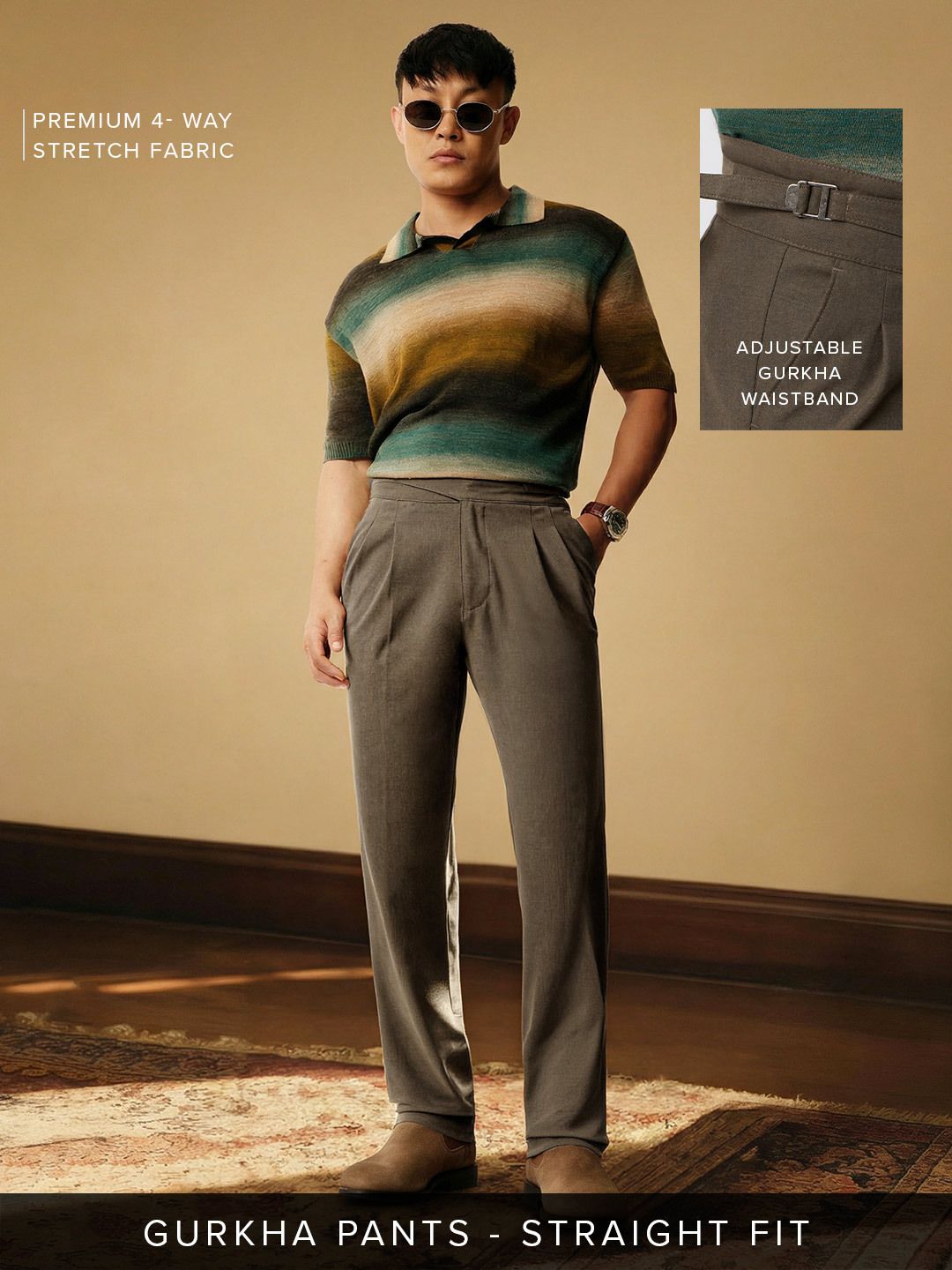 Gurkha Pants: Espresso Brown Men Super Flex Pants