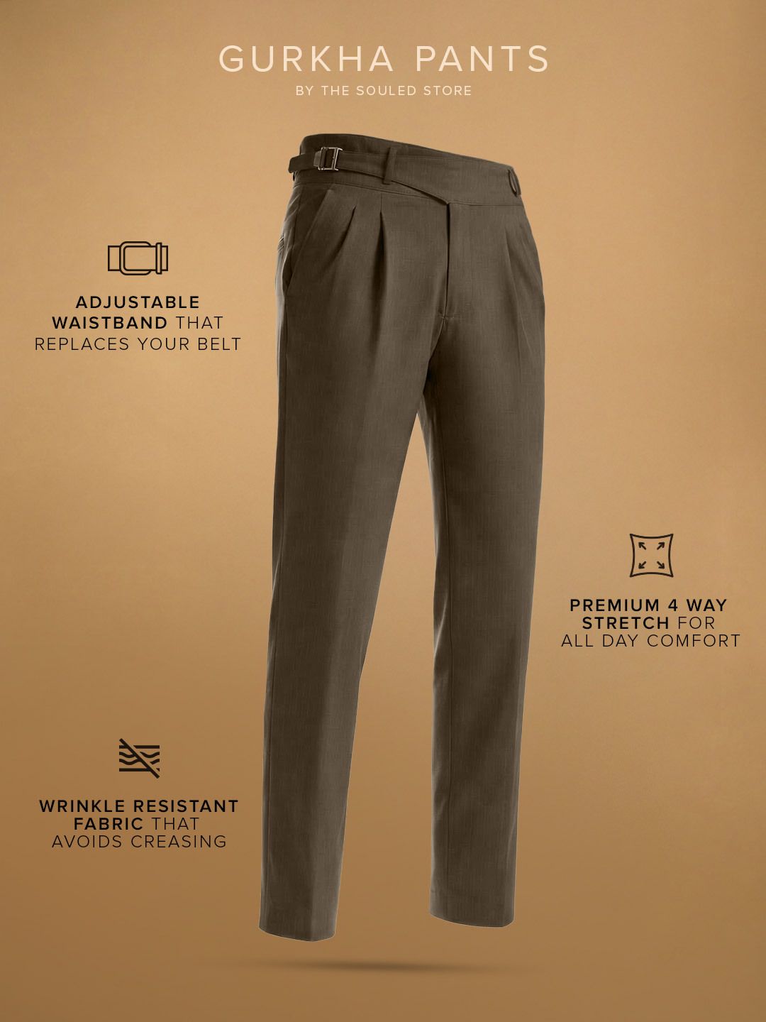 Gurkha Pants: Espresso Brown Men Super Flex Pants