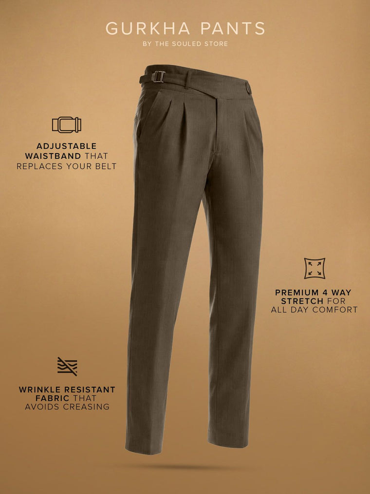 Gurkha Pants: Espresso Brown Men Super Flex Pants