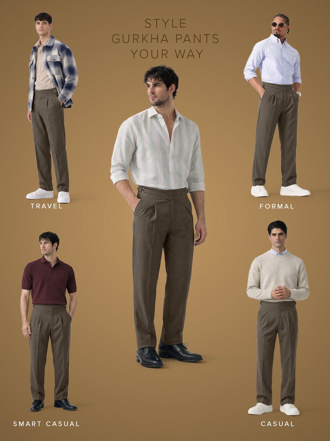 Gurkha Pants: Espresso Brown Men Super Flex Pants