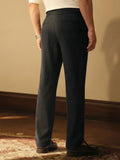 Gurkha Pants: Charcoal Grey Stripes Men Super Flex Pants