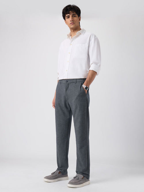 Super Pants: Grey Stripes (Classic Fit) Men Super Flex Pants