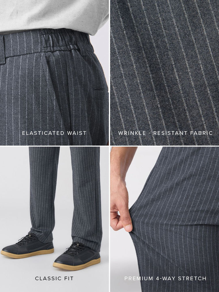 Super Pants: Grey Stripes (Classic Fit) Men Super Flex Pants