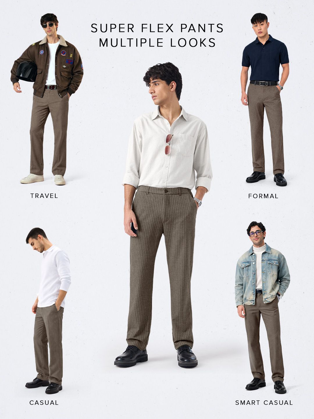 Super Pants: Brown Stripes Men Super Flex Pants